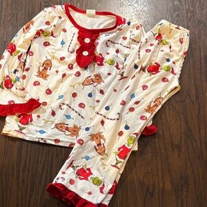 Kids grinch Pajamas with Red Trim
